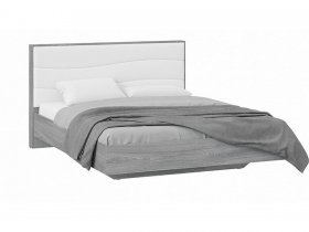Кровать двуспальная 1,6 м «Миранда» Тип 1 (Дуб Гамильтон/Белый глянец) в Черепаново - cherepanovo.mebel-nsk.ru | фото