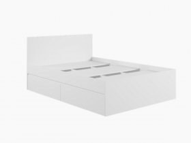 Кровать двуспальная с ящиками 1,4м Мадера-М1400 (белый) в Черепаново - cherepanovo.mebel-nsk.ru | фото