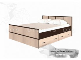 Кровать двуспальная с ящиками 1,4м Сакура (BTS) в Черепаново - cherepanovo.mebel-nsk.ru | фото