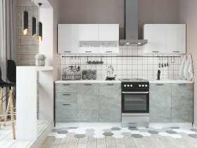Кухонный гарнитур Дуся 2,0 м (белый глянец/цемент) в Черепаново - cherepanovo.mebel-nsk.ru | фото