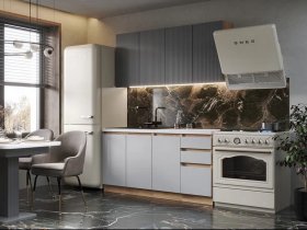 Кухонный гарнитур Ника 1,6 м (графит/серый софт) в Черепаново - cherepanovo.mebel-nsk.ru | фото