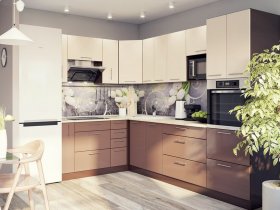 Модульная кухня Классика (ваниль/шоколад) в Черепаново - cherepanovo.mebel-nsk.ru | фото