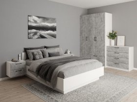 Модульная спальня Гамма (белый/цемент) в Черепаново - cherepanovo.mebel-nsk.ru | фото