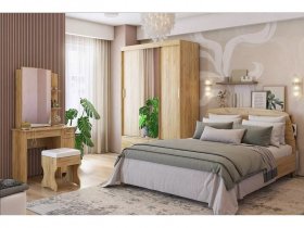 Модульная спальня Виктория-1 (дуб крафт золотой) в Черепаново - cherepanovo.mebel-nsk.ru | фото