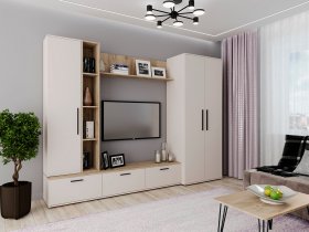 Модульная стенка Верона (сатин/дуб крафт серый) в Черепаново - cherepanovo.mebel-nsk.ru | фото