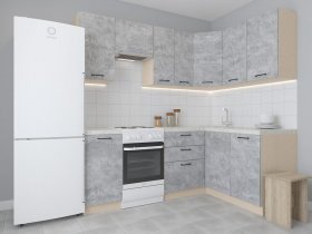 Модульная угловая кухня 1,4м*2,1м Лада (цемент) в Черепаново - cherepanovo.mebel-nsk.ru | фото