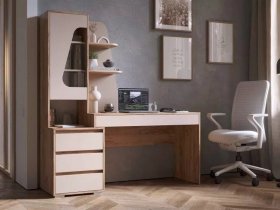 Стол компьютерный Пифагор (дуб вотан/кашемир) в Черепаново - cherepanovo.mebel-nsk.ru | фото