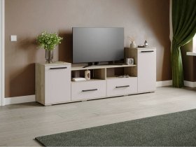 Тумба под ТВ Парус-2 (дуб крафт серый/кашемир) в Черепаново - cherepanovo.mebel-nsk.ru | фото